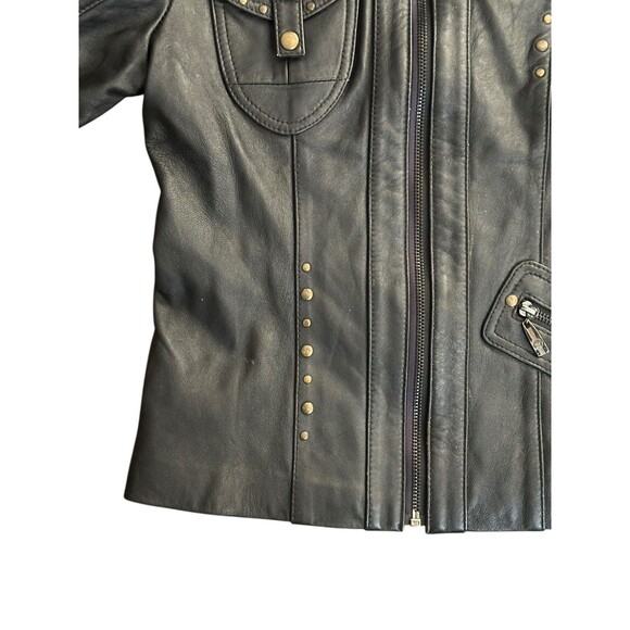 Ying Ying of Nevada Black Leather Jacket Studded Sz S Grunge Goth Y2K Rare Biker - Picture 13 of 16